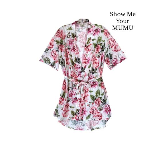 Show Me Your Mumu ROBE Womens One Size OS Brie Pink Floral Belted - Picture 1 of 13